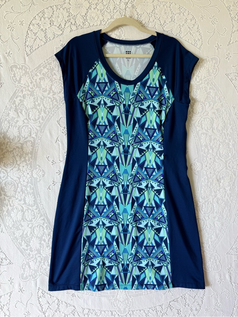 Title Nine Athletic Tunic Dress Tennis Pickleball Blue Green Sz L Pockets